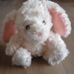 Stuffed Soft Fluffy Spring White Bunny Plushie Great Baby Shower Gift 5" EUC